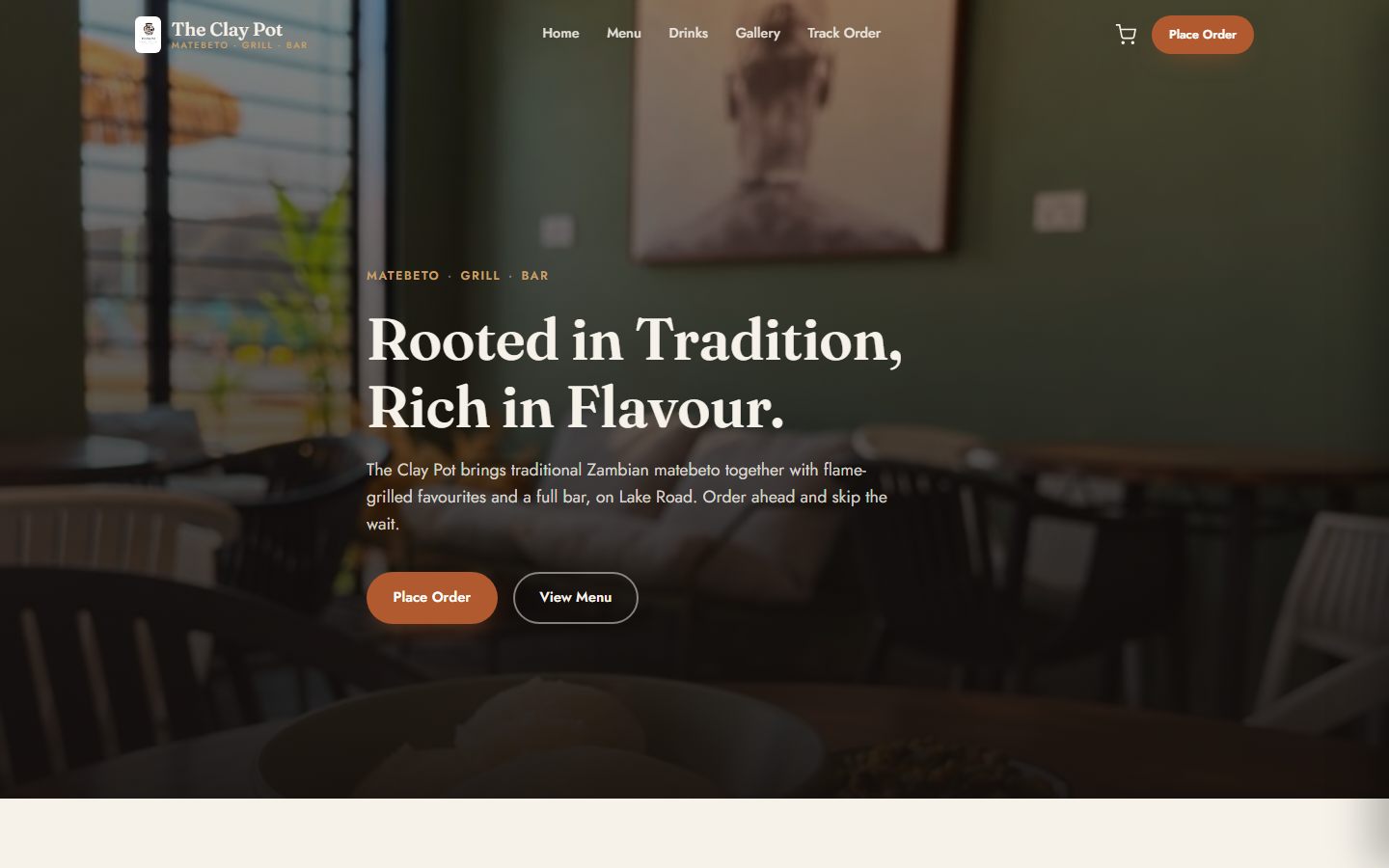 The Clay Pot website homepage